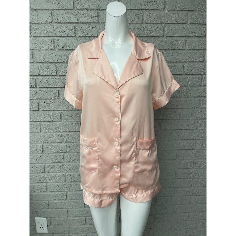 Women's Pink Satin "Bridesmaid" 2 Pcs Pajama Set Size S